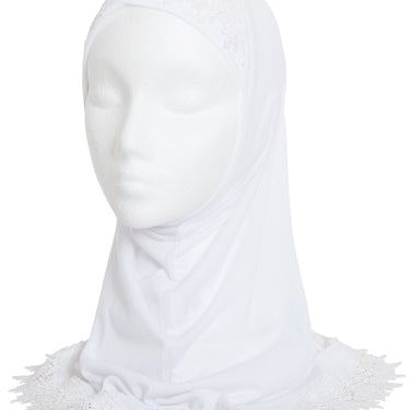 Girls White Lace Hijab